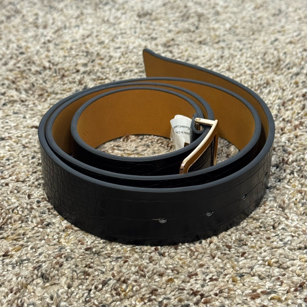 Black Faux Leather Belt XXL